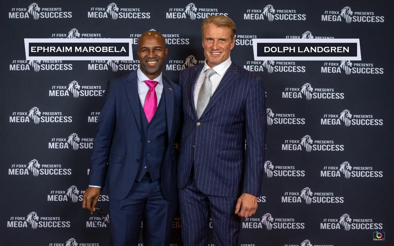 Ephraim Marobela with Dolph Lundgren