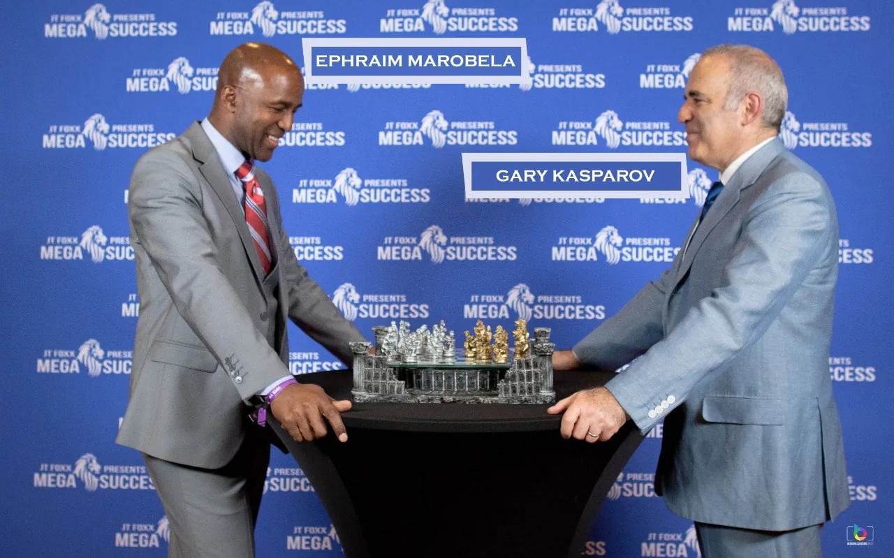 Ephraim Marobela with Gary Kasparov