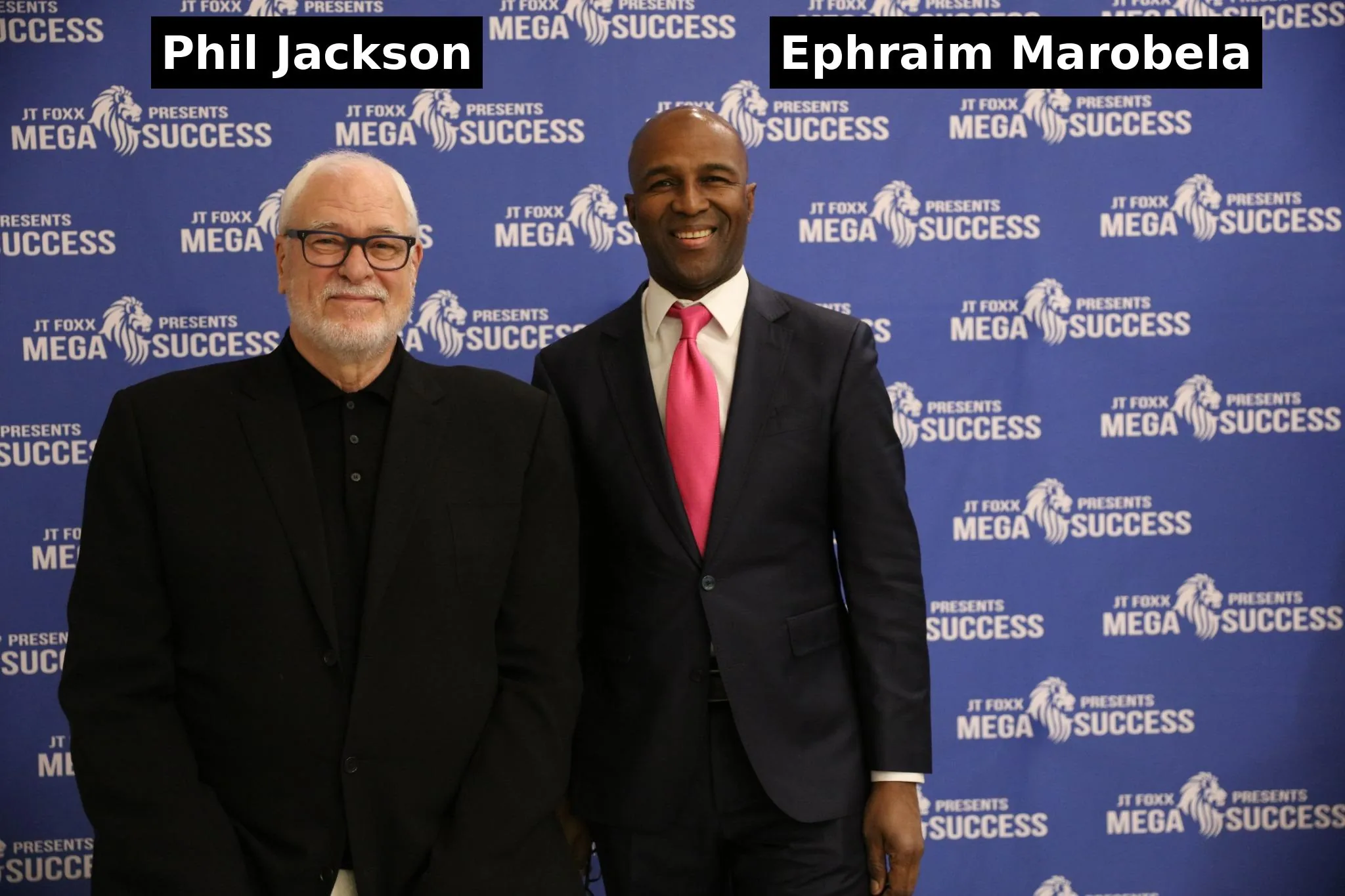 Ephraim Marobela with Phil Jackson