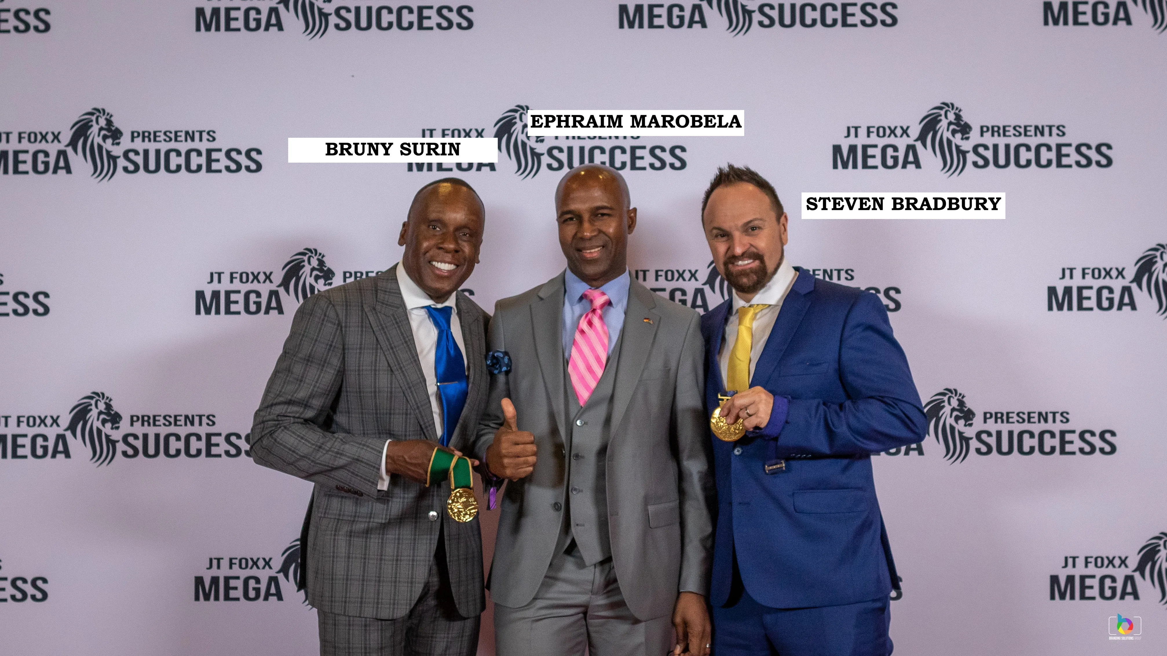 Ephraim Marobela with Steven Bradbury and Bruny Surin